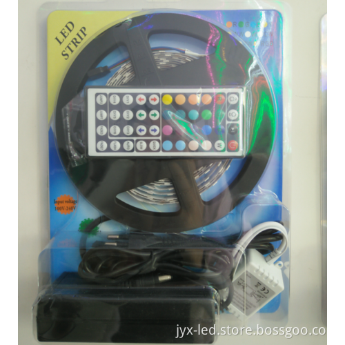 Customized 5050 rgb strip kit with 44 key control and power supply passed CE RoHS